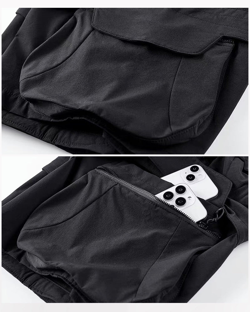 Techwear Pockets Patchwork Cargo Shorts - Image 6