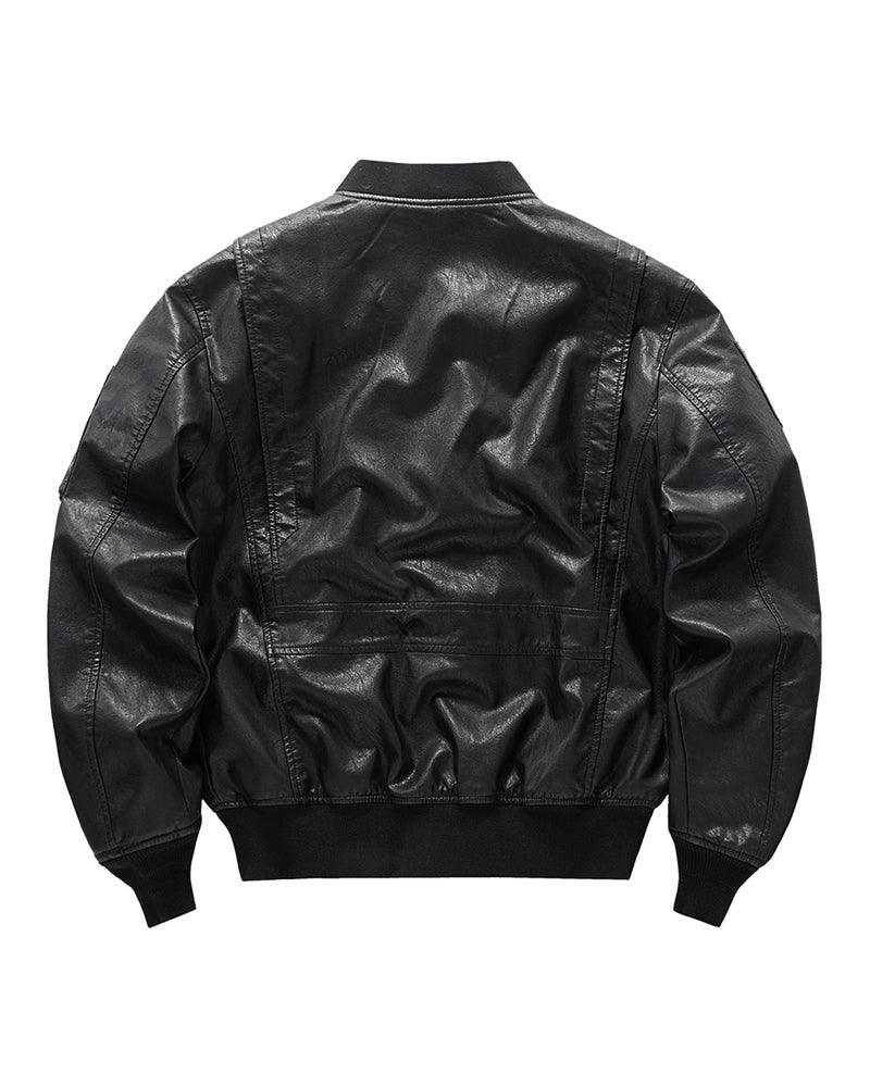 Techwear PU Bomber Jacket - Image 3