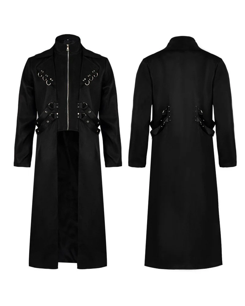 Techwear Punk Ribbons Unisex Long Coat - Image 2