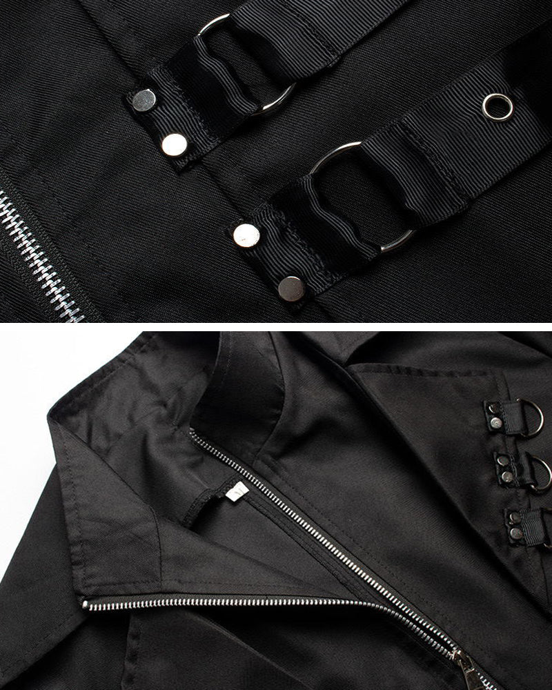 Techwear Punk Ribbons Unisex Long Coat - Image 5