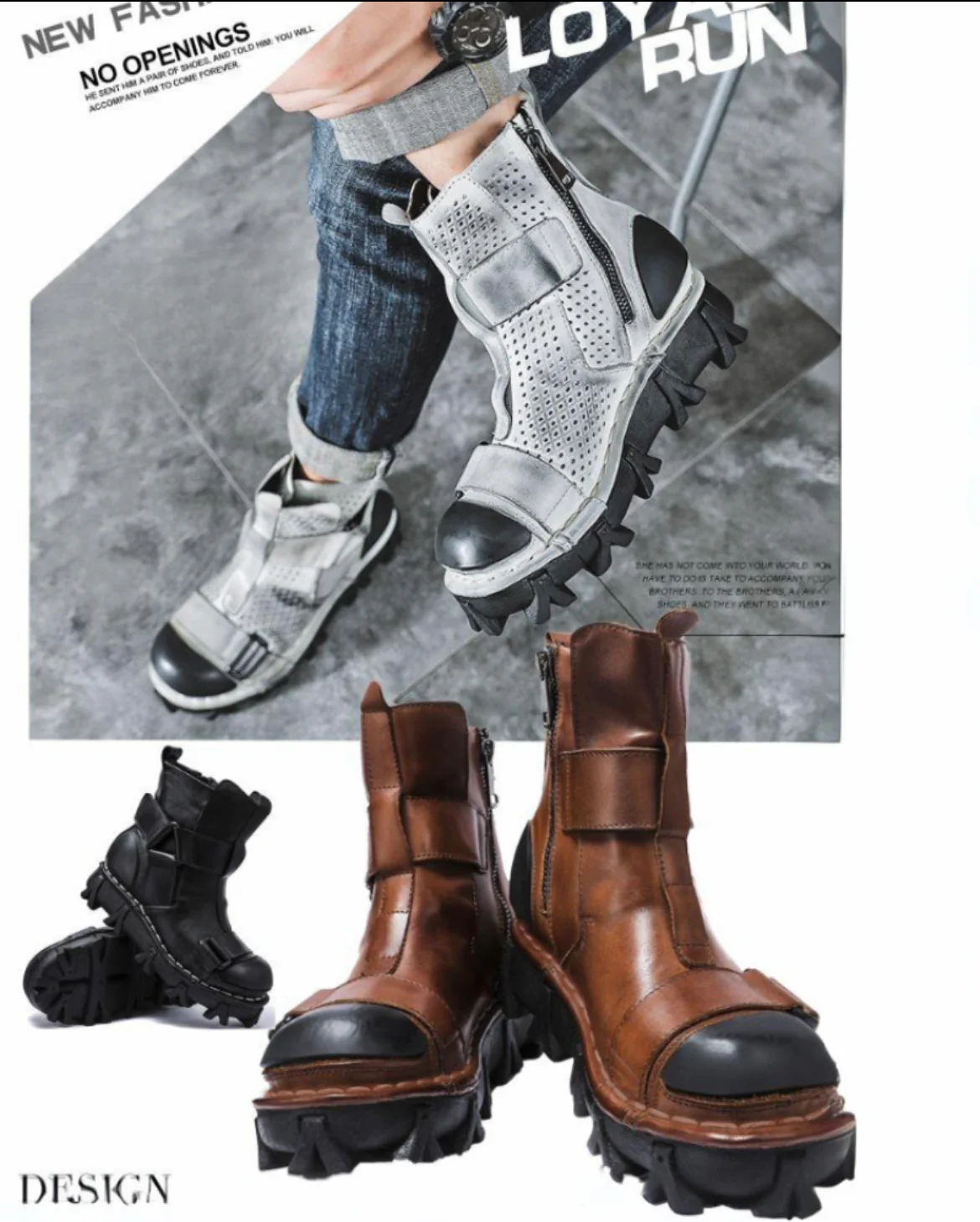 Techwear Punk Style Unisex Motorcycle Platform Boots - Image 11