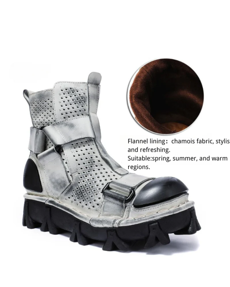 Techwear Punk Style Unisex Motorcycle Platform Boots - Image 13