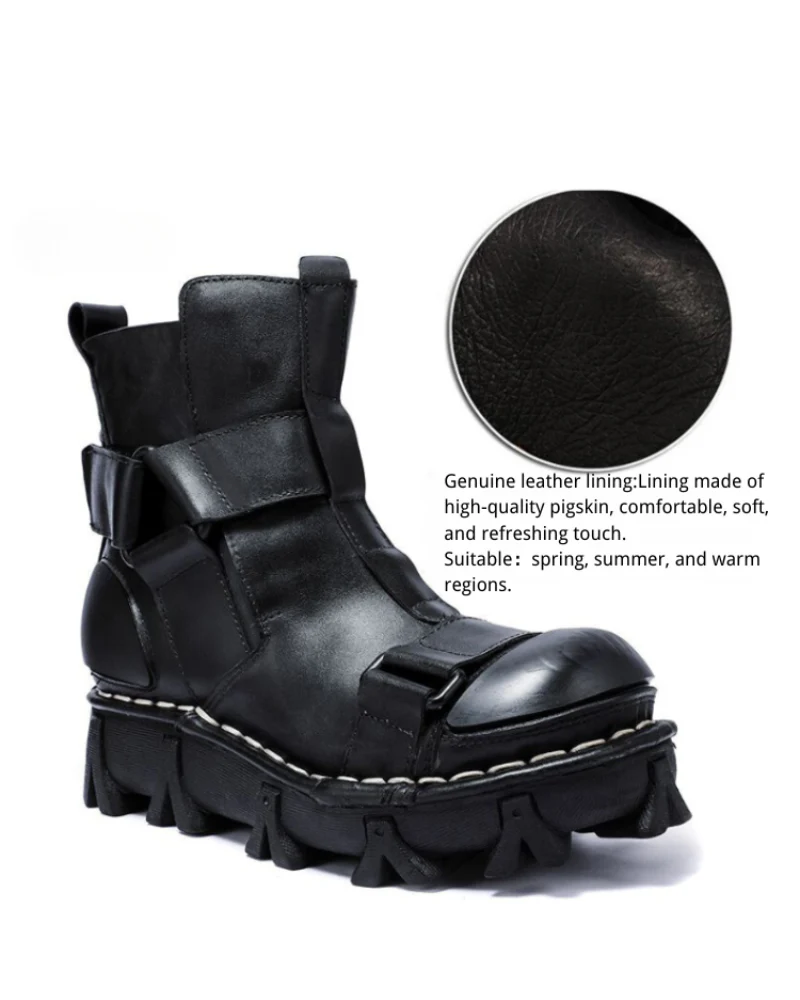 Techwear Punk Style Unisex Motorcycle Platform Boots - Image 16