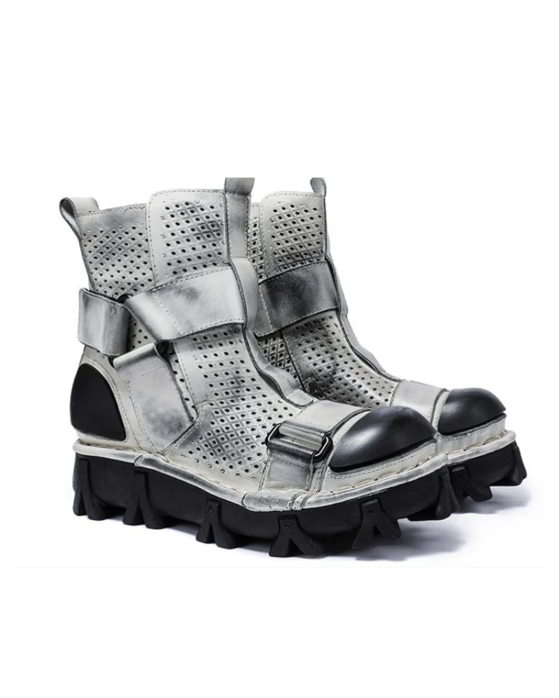 Techwear Punk Style Unisex Motorcycle Platform Boots - Image 18