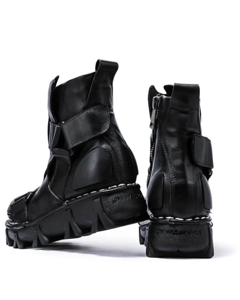 Techwear Punk Style Unisex Motorcycle Platform Boots - Image 19
