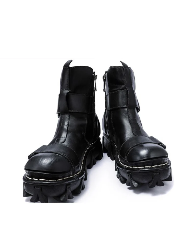 Techwear Punk Style Unisex Motorcycle Platform Boots - Image 22