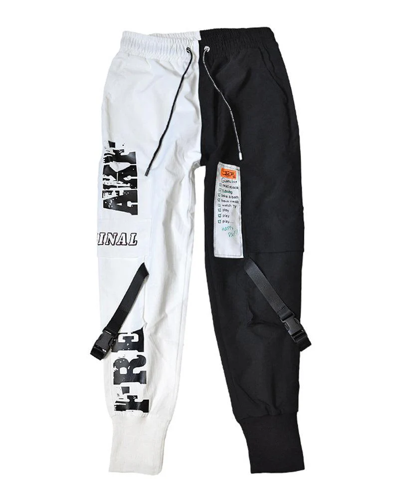Techwear Ribbon Black and White Pants - Image 2