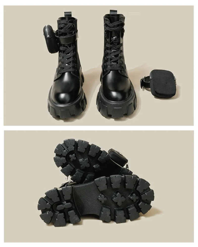 Techwear Side Pockets Leather Boots - Image 5