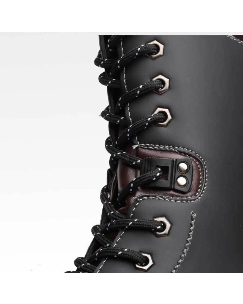 Techwear Unisex Motorcycle Black Knee High Boots - Image 10