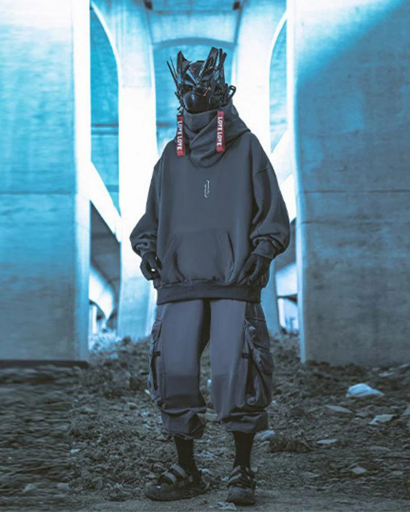 Techwear Unisex Turtleneck Scarf Mask Hoodie - Image 16