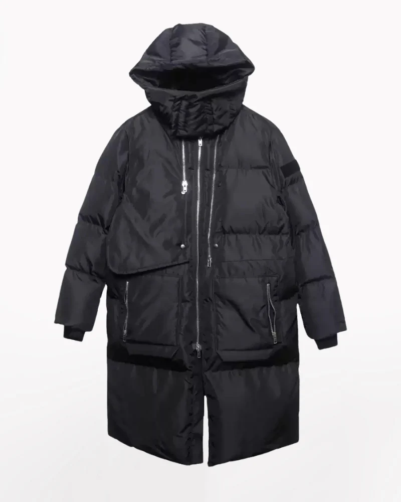 Techwear Warm Cargo Long Winter Coat - Image 2