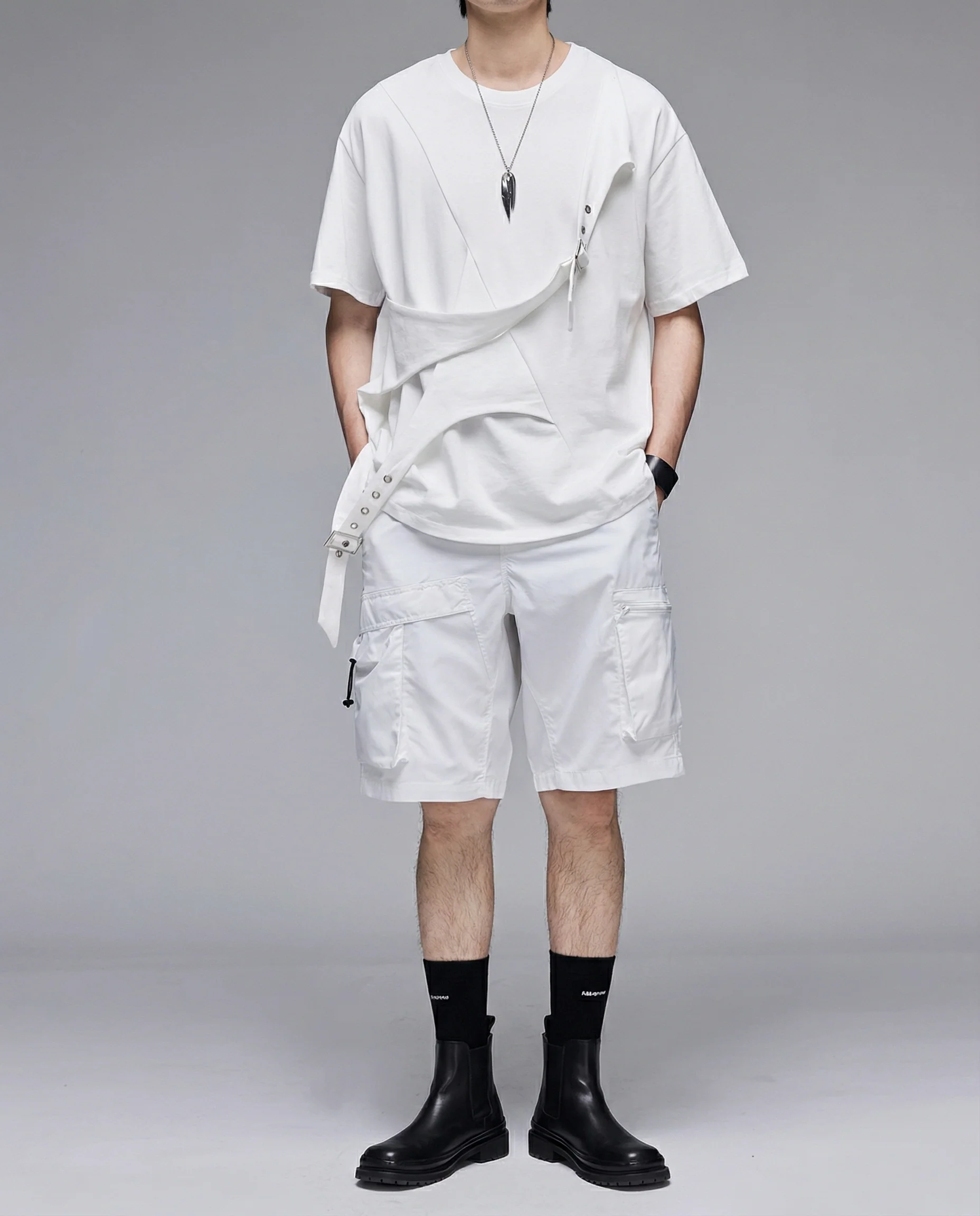 Techwear Water-Repellent Belted Cargo Shorts - Image 10