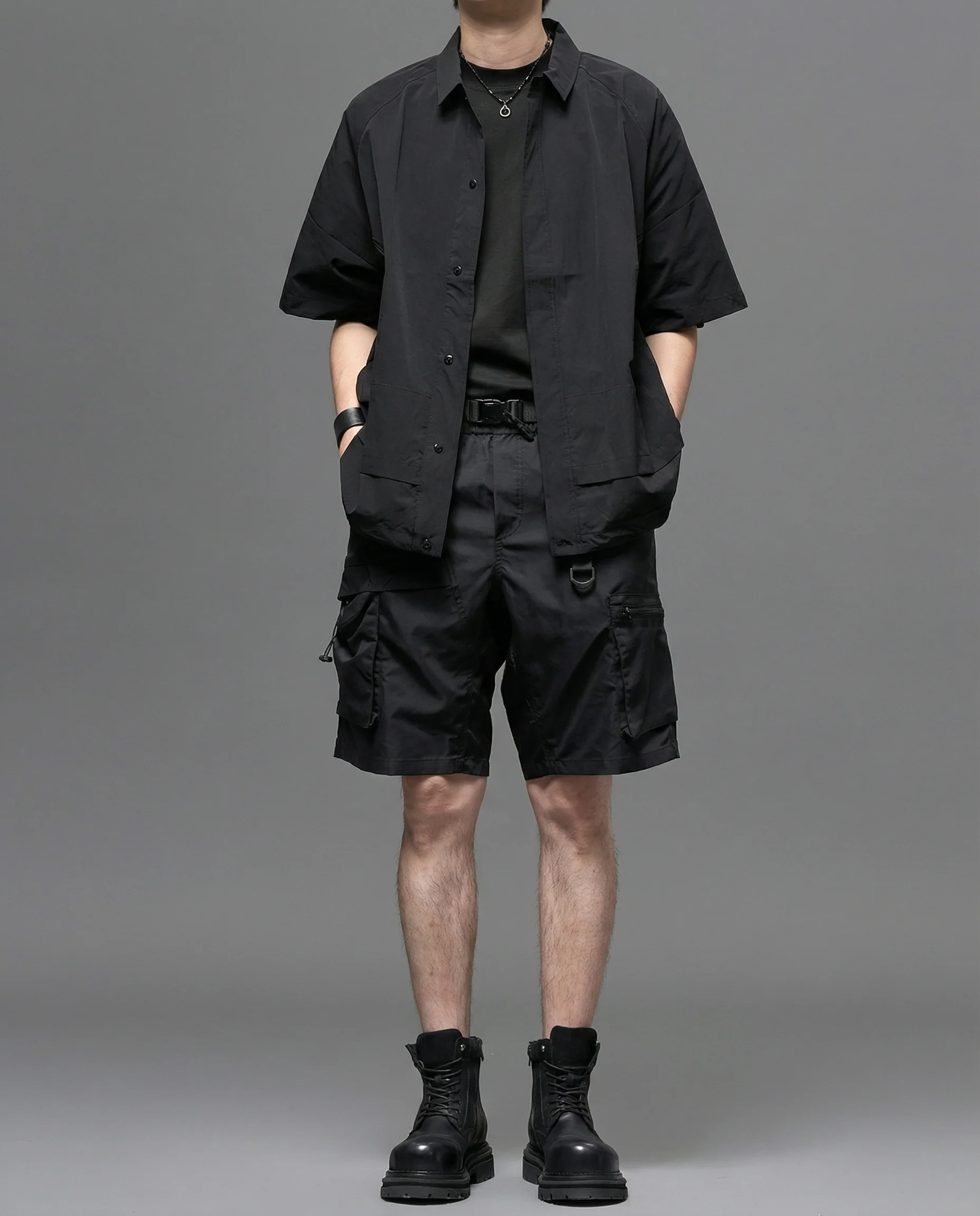 Techwear Water-Repellent Belted Cargo Shorts - Image 6