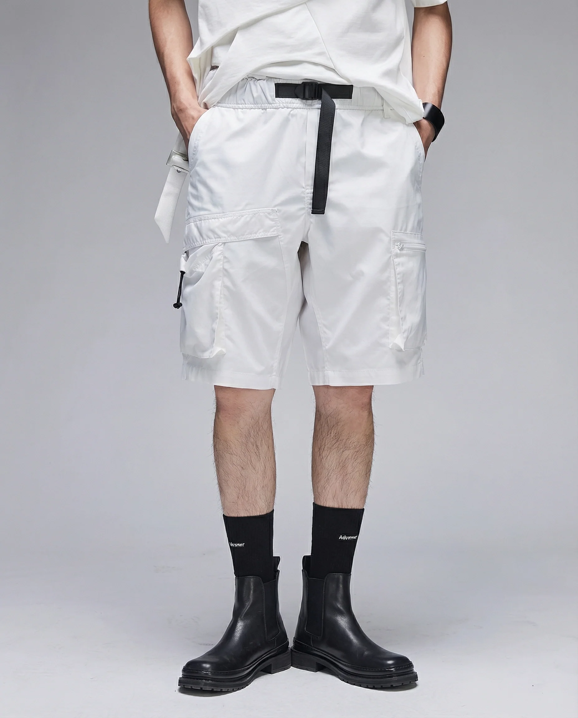 Techwear Water-Repellent Belted Cargo Shorts - Image 8