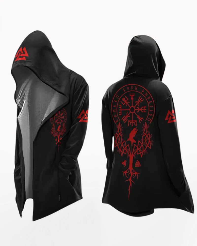 Viking Art Cosplay Vintage Totem Hooded Jacket