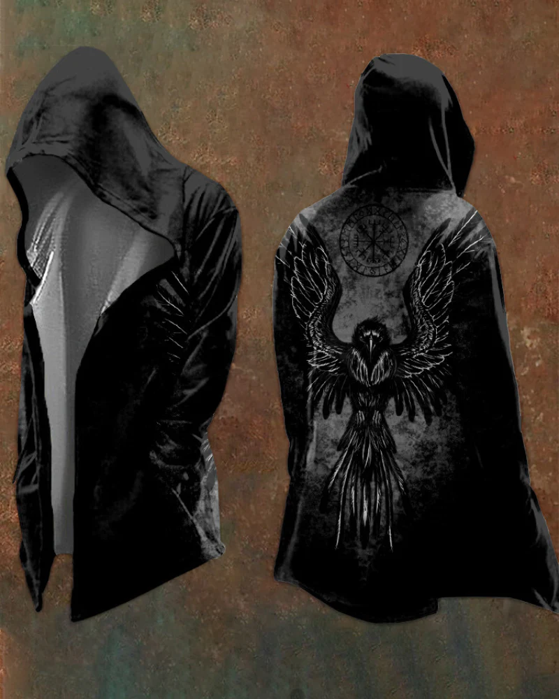 Viking Art Cosplay Vintage Totem Hooded Jacket - Image 7