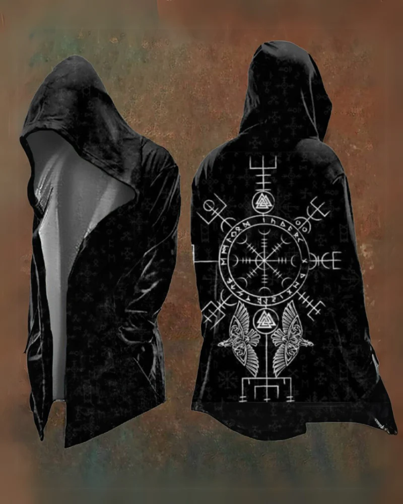 Viking Art Cosplay Vintage Totem Hooded Jacket - Image 8