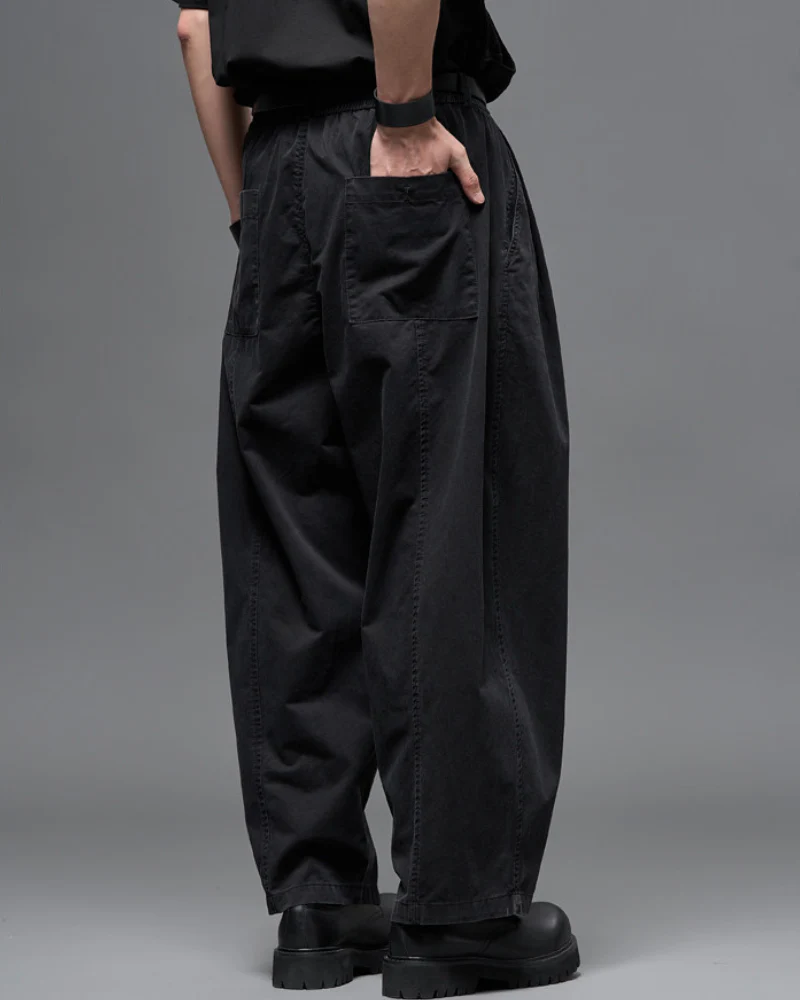 Washed Cotton Japanese Loose Men's Straight Pants - Image 3