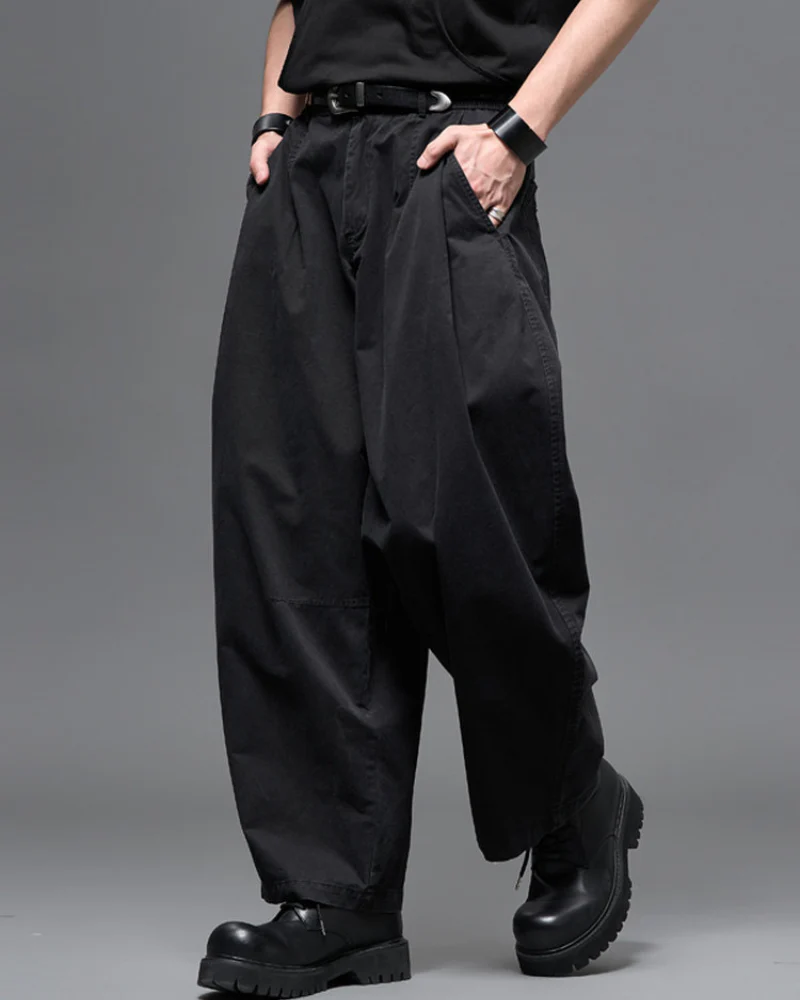 Washed Cotton Japanese Loose Men's Straight Pants - Image 4