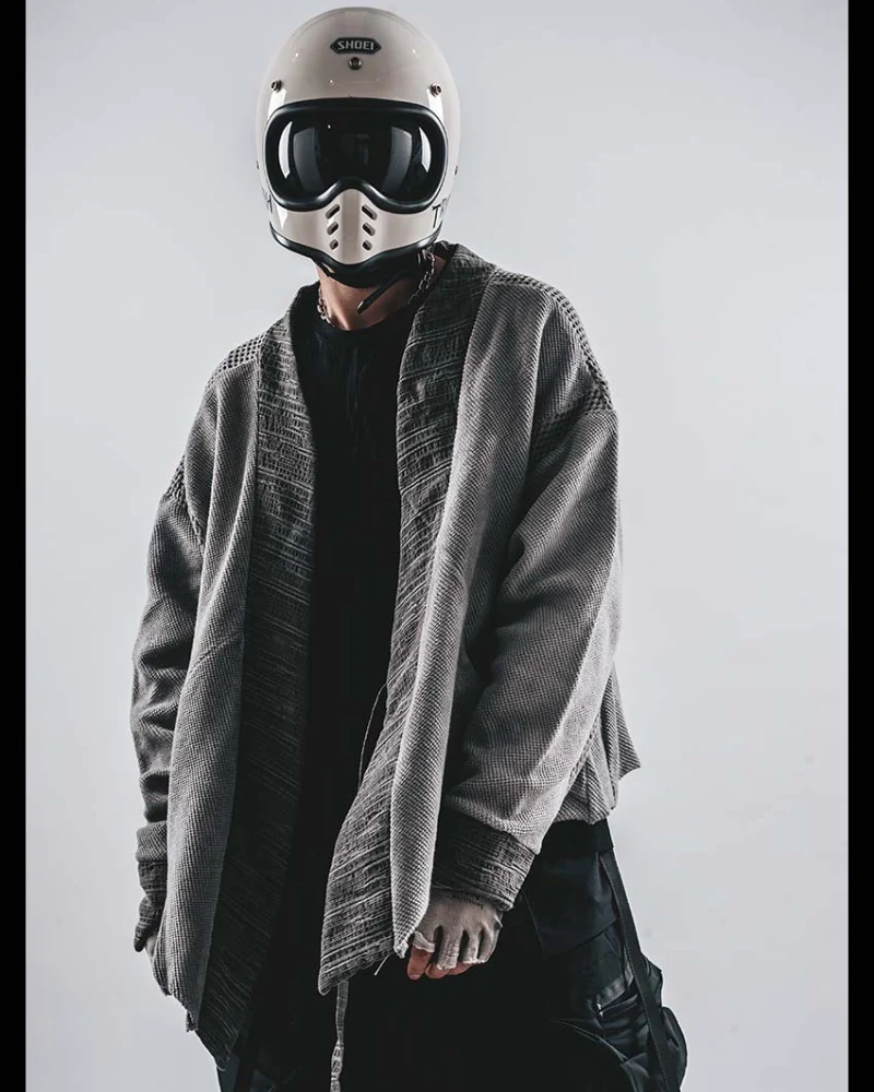 Wasteland Color-Block Loose Cotton Kimono Jacket - Image 4