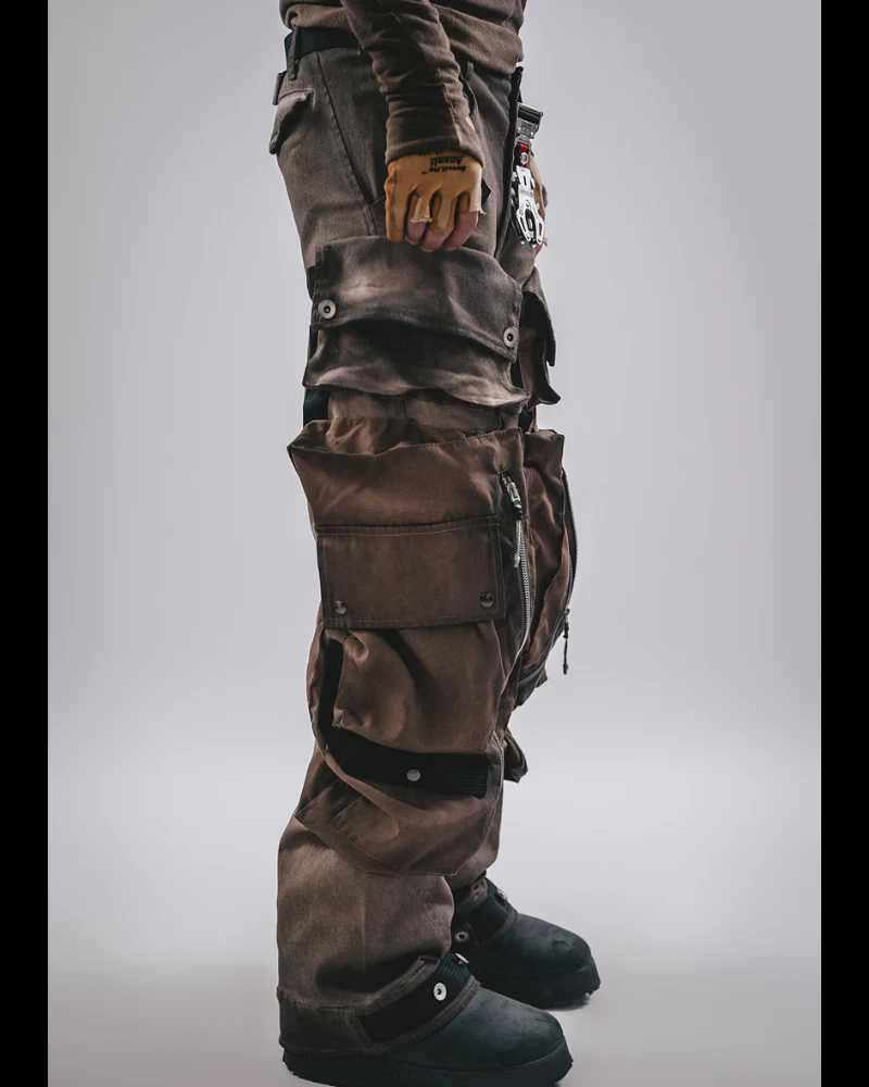 Wasteland Functional 3D Pocket Wide Leg Cargo Pants - Image 3