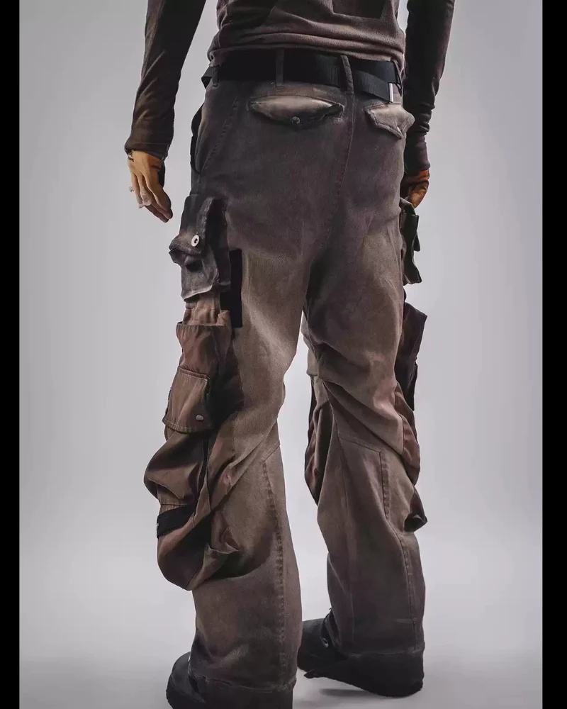 Wasteland Functional 3D Pocket Wide Leg Cargo Pants - Image 4