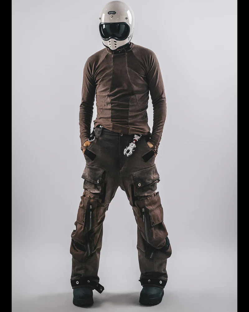 Wasteland Functional 3D Pocket Wide Leg Cargo Pants - Image 5