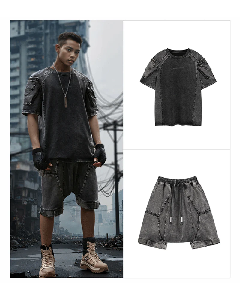 Wasteland Style 3D Cargo Pockets Tech T-Shirt - Image 6