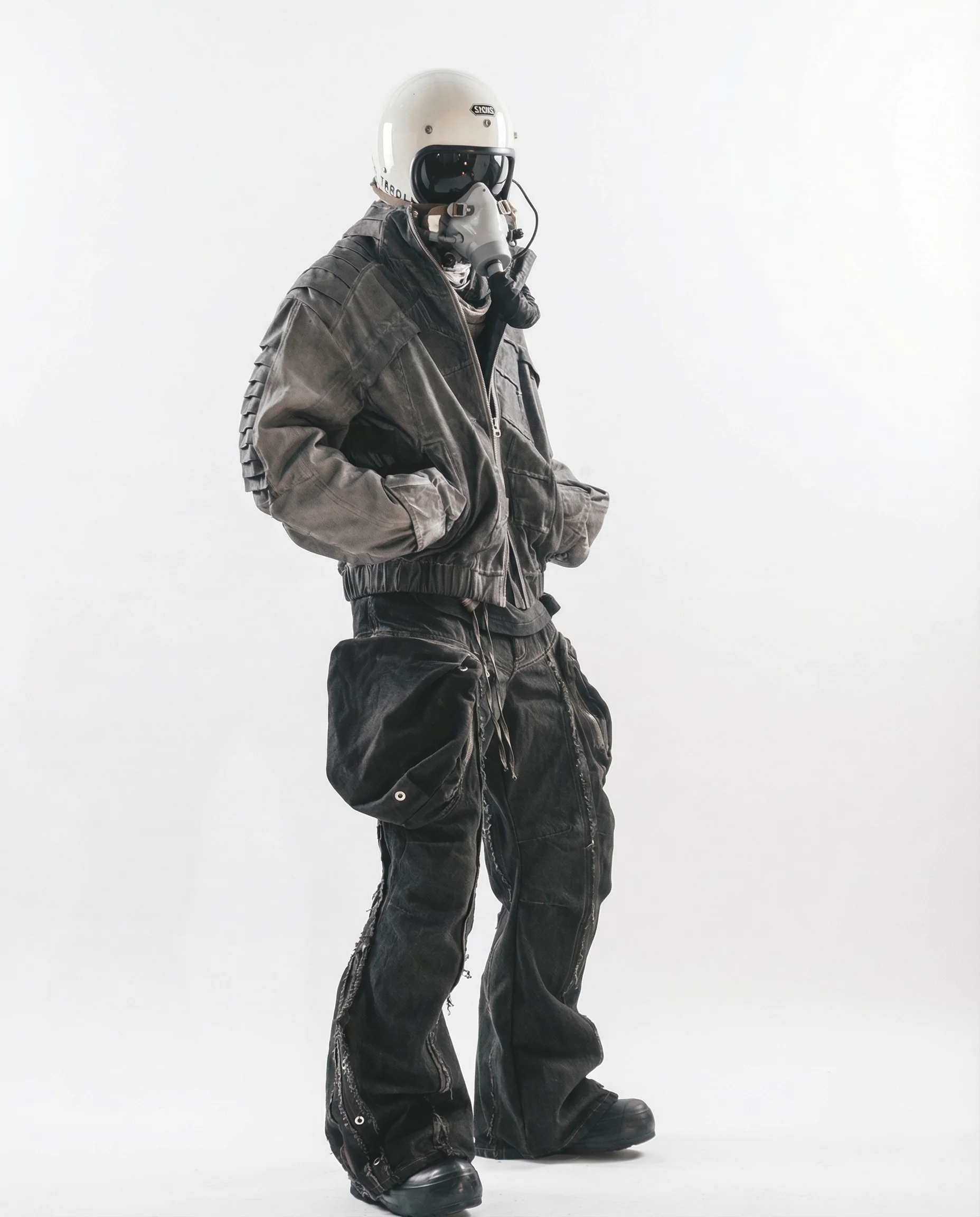 Wasteland Streetwear Distressed Cotton Wide Leg Cargo Pants - Image 7