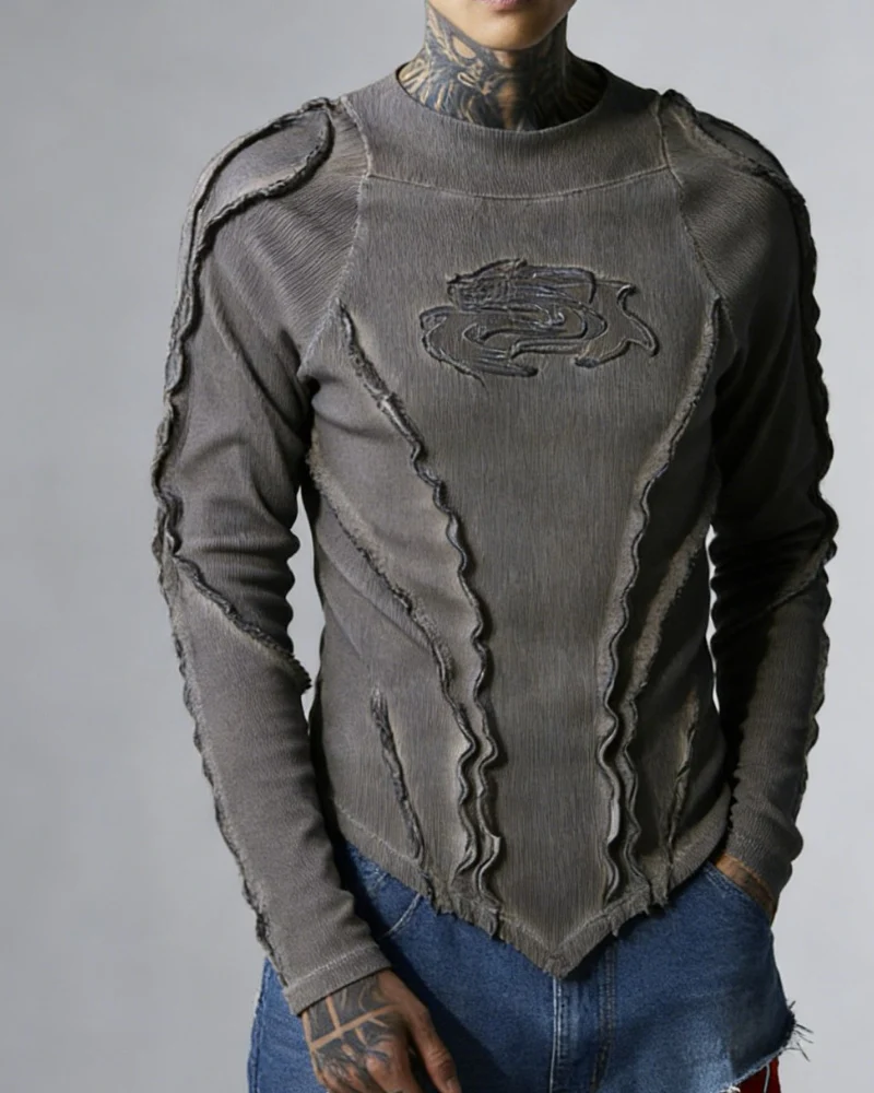 Wasteland Streetwear Wash Ribbed Long‐Sleeve Sweatshirt - Image 7