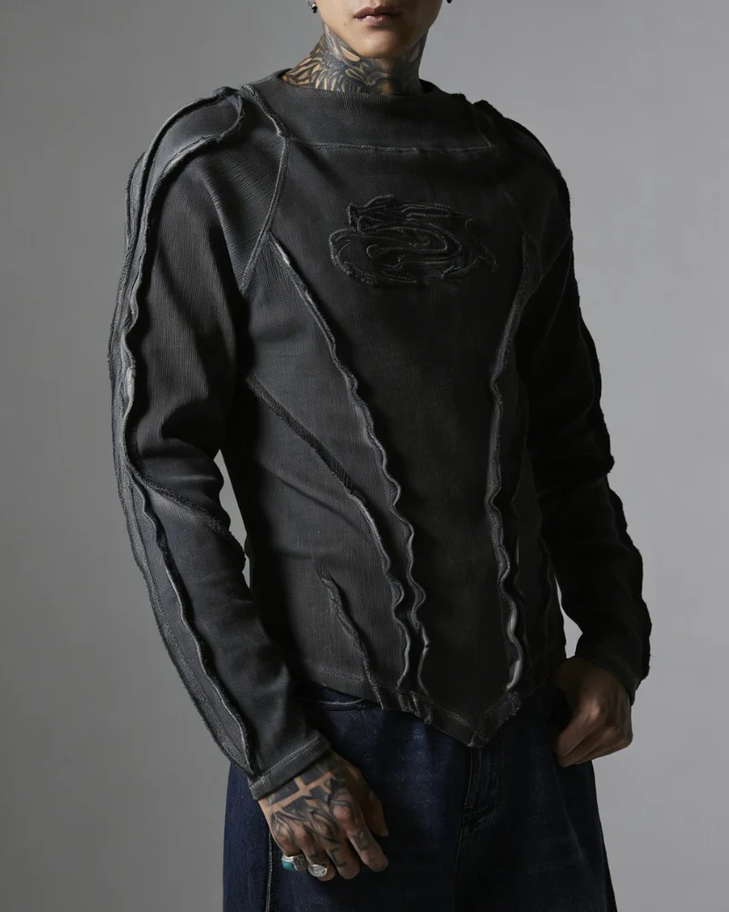 Wasteland Streetwear Wash Ribbed Long‐Sleeve Sweatshirt - Image 8