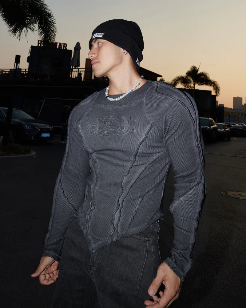 Wasteland Streetwear Wash Ribbed Long‐Sleeve Sweatshirt - Image 9