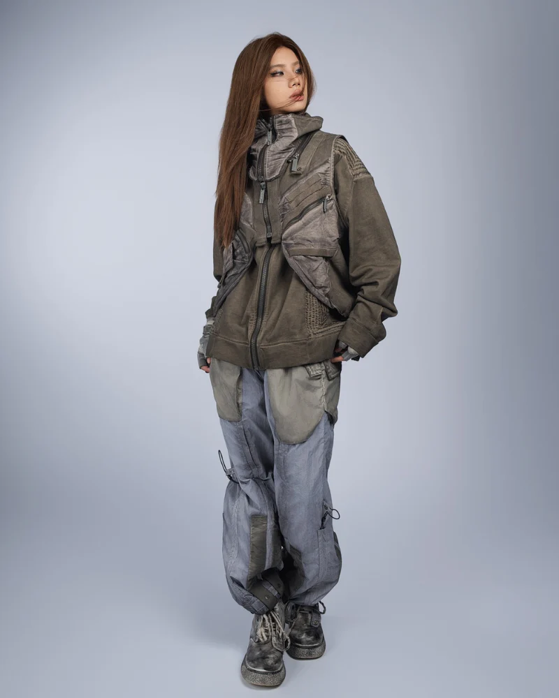 Wasteland Style Asymmetrical 3D Bag Detachable Vest - Image 11