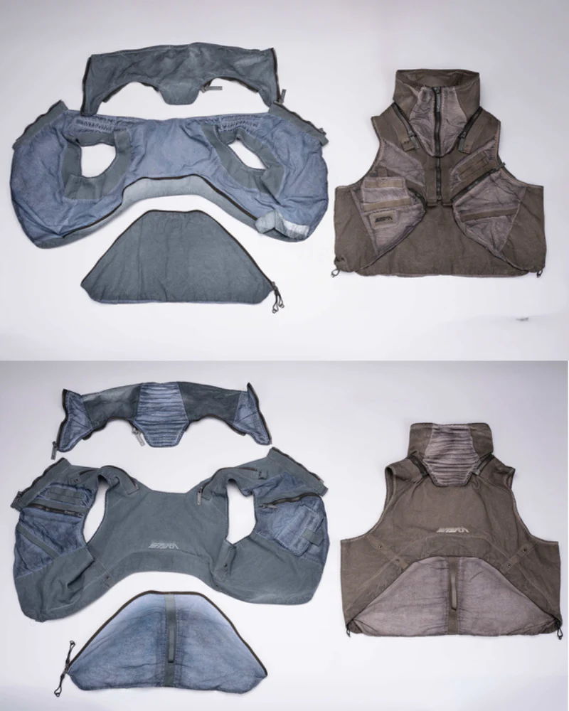 Wasteland Style Asymmetrical 3D Bag Detachable Vest - Image 14