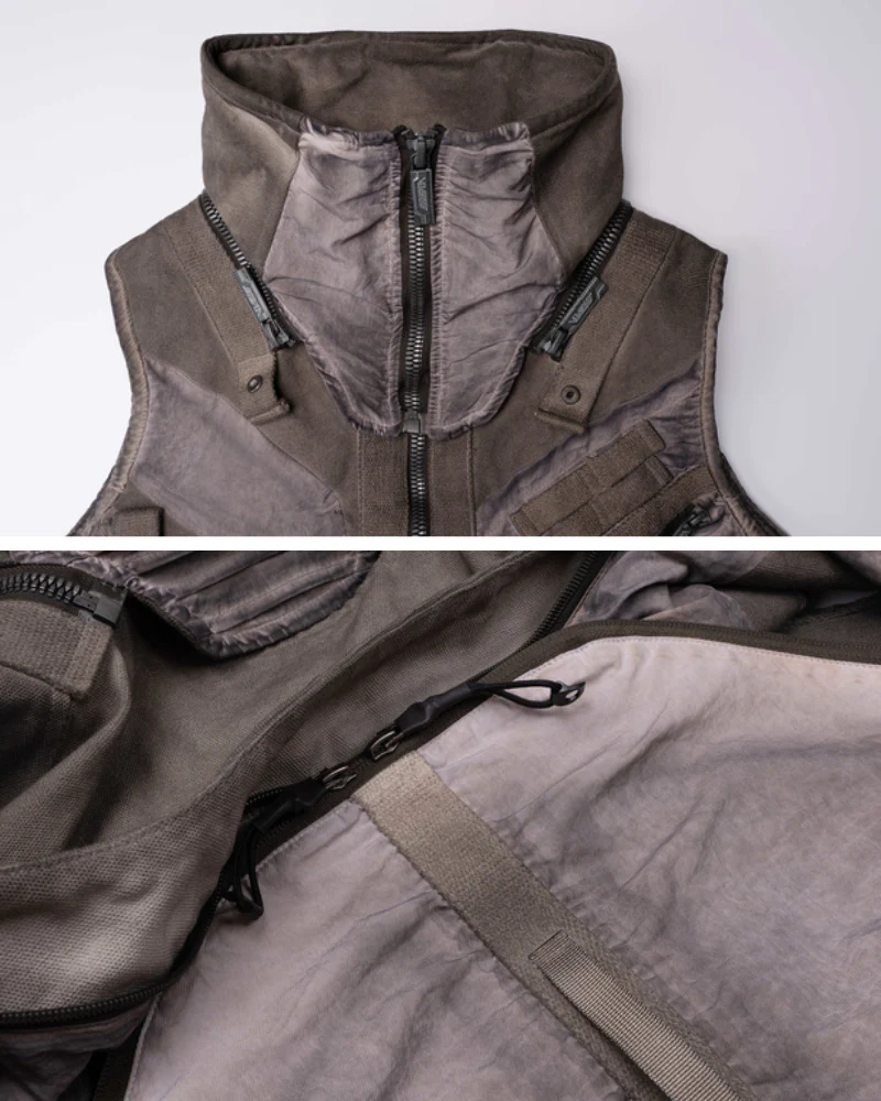 Wasteland Style Asymmetrical 3D Bag Detachable Vest - Image 15