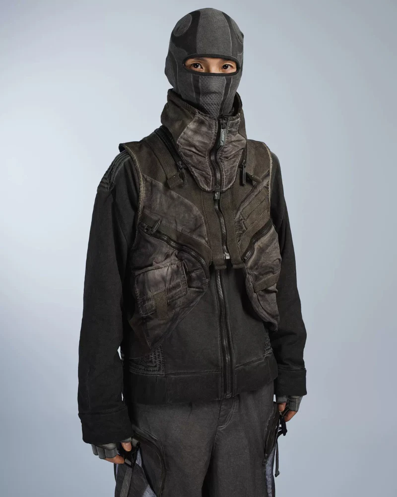 Wasteland Style Asymmetrical 3D Bag Detachable Vest - Image 3