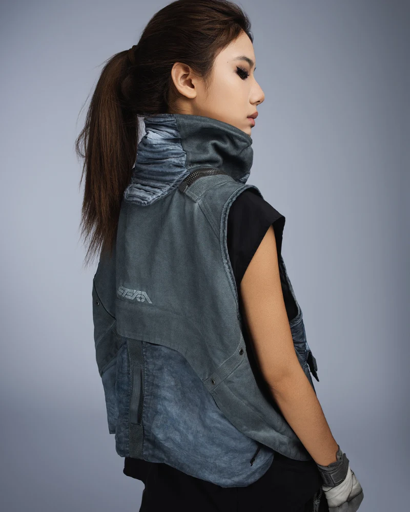 Wasteland Style Asymmetrical 3D Bag Detachable Vest - Image 7
