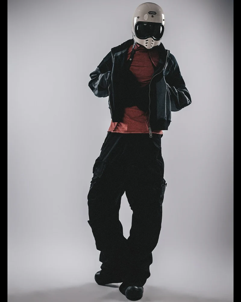 Wasteland-Style Distressed Layered Patchwork Zip-Up Hoodie - Image 2