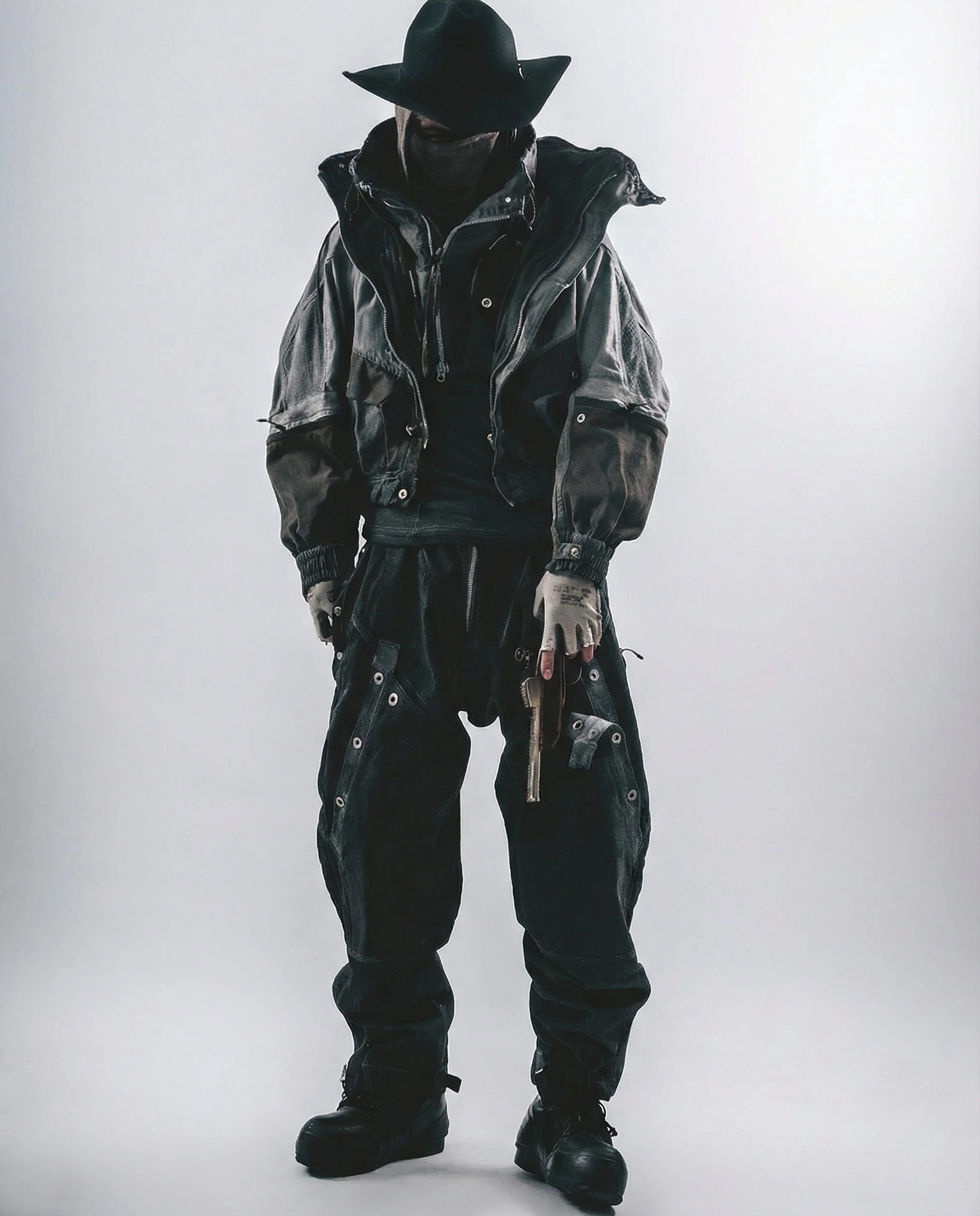 Wasteland-Style Distressed Mecha Flight Hood Jacket - Image 5