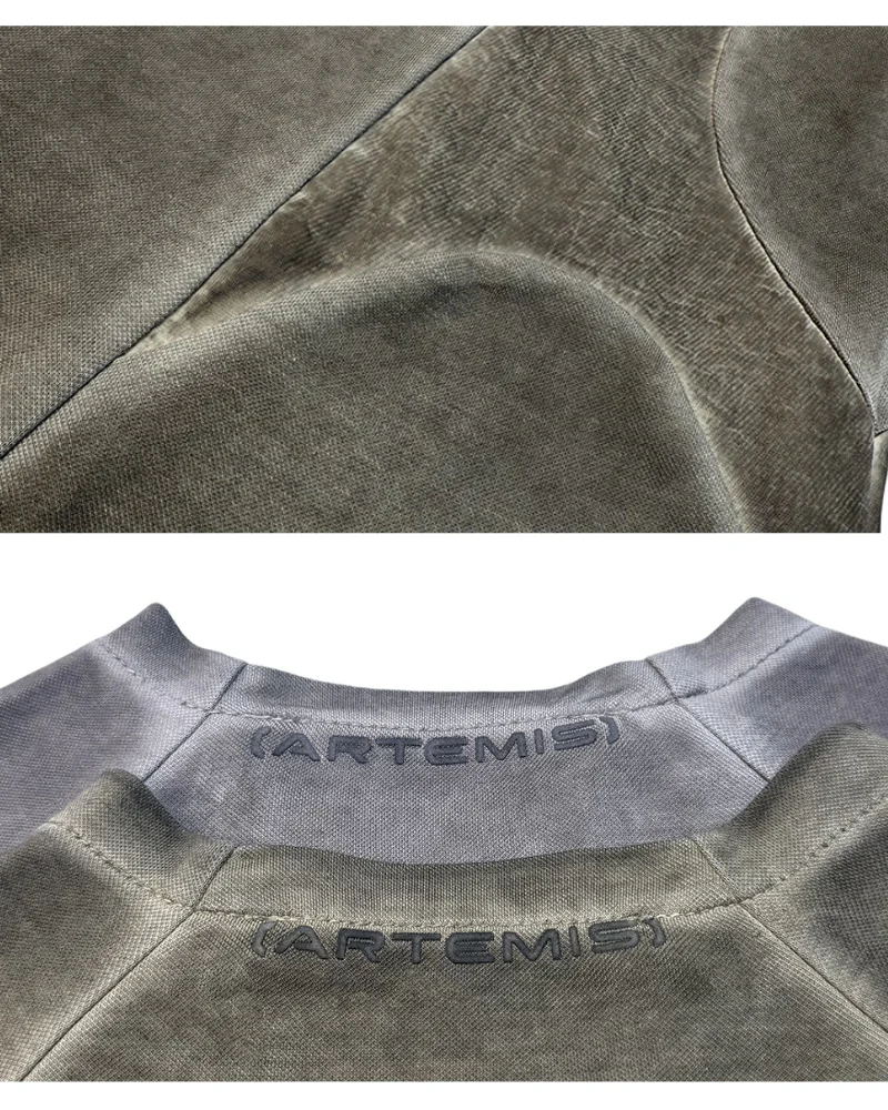 Wasteland Style Stitching washed Long-Sleeved T-Shirt - Image 10
