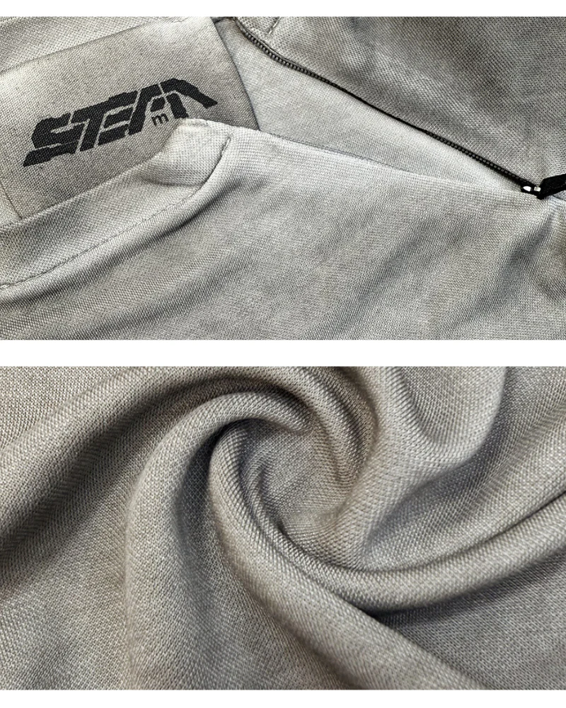 Wasteland Style Stitching washed Long-Sleeved T-Shirt - Image 11