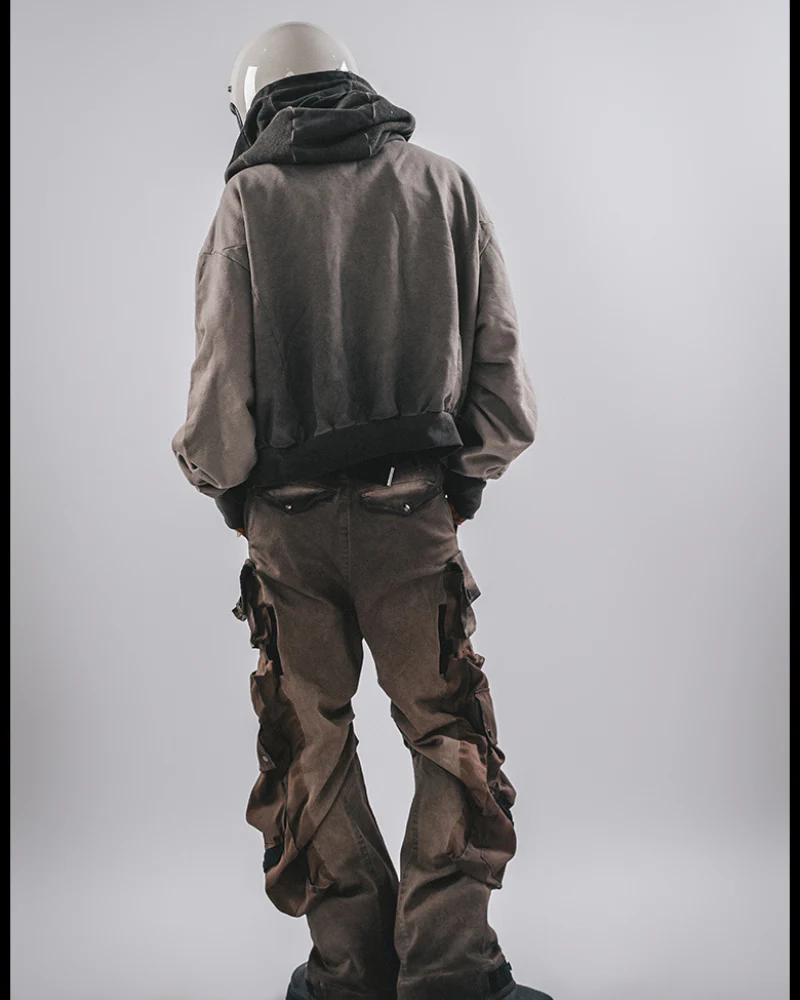 Wasteland-Washed Distressed Cropped Zip-Up Hoodie - Image 7
