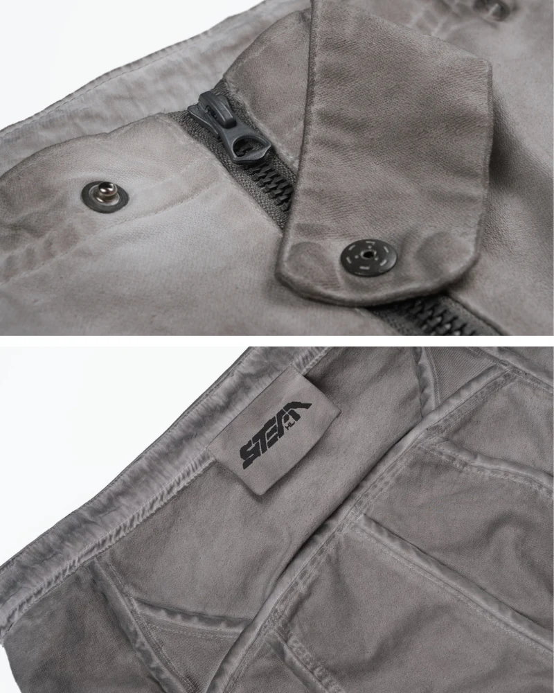 Wasteland Wear Distressed Washed Patchwork Slim Cargo Pants - Image 13