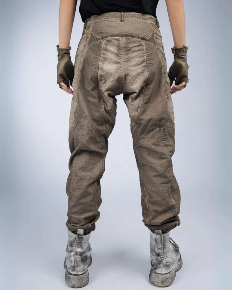 Wasteland Wear Distressed Washed Patchwork Slim Cargo Pants - Image 7