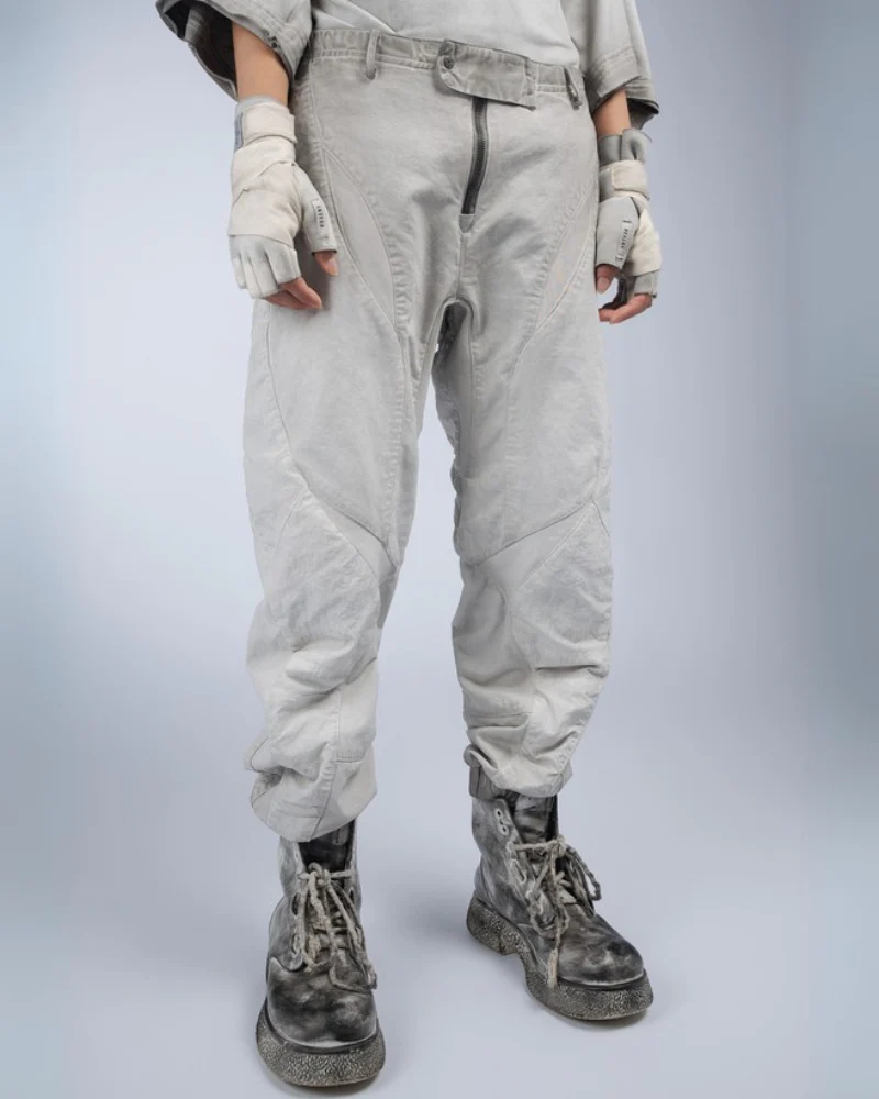 Wasteland Wear Distressed Washed Patchwork Slim Cargo Pants - Image 9