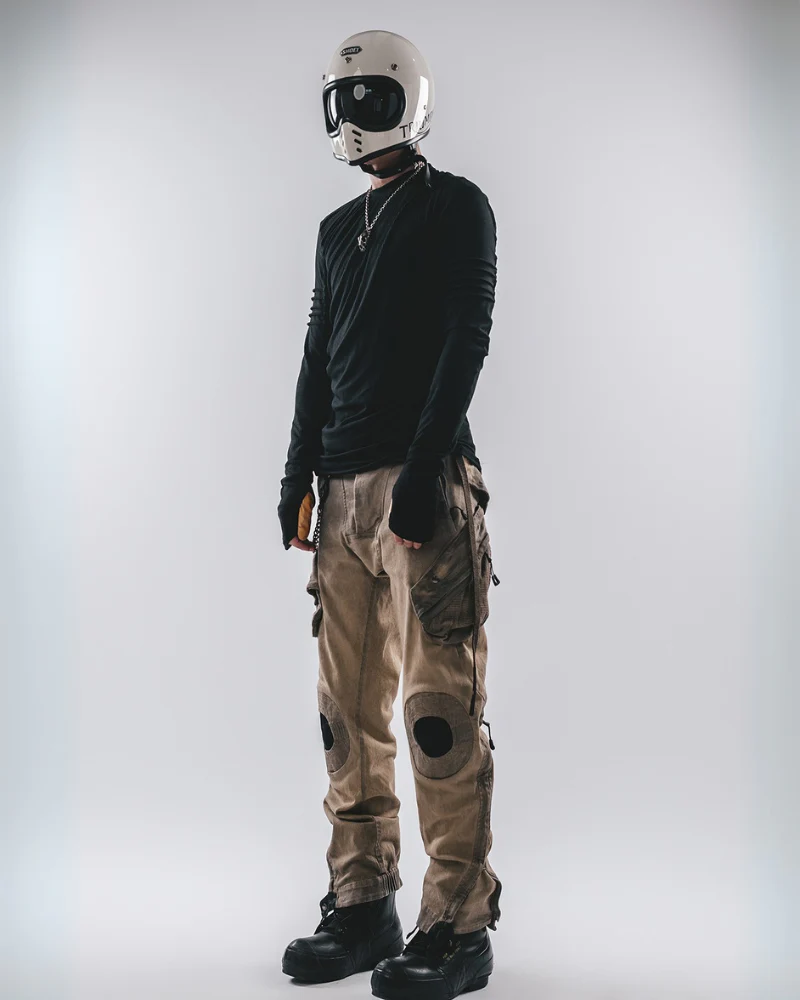 Wasteland Wear Mech Multi-Pocket Washed Distressed Casual Pants - Image 12