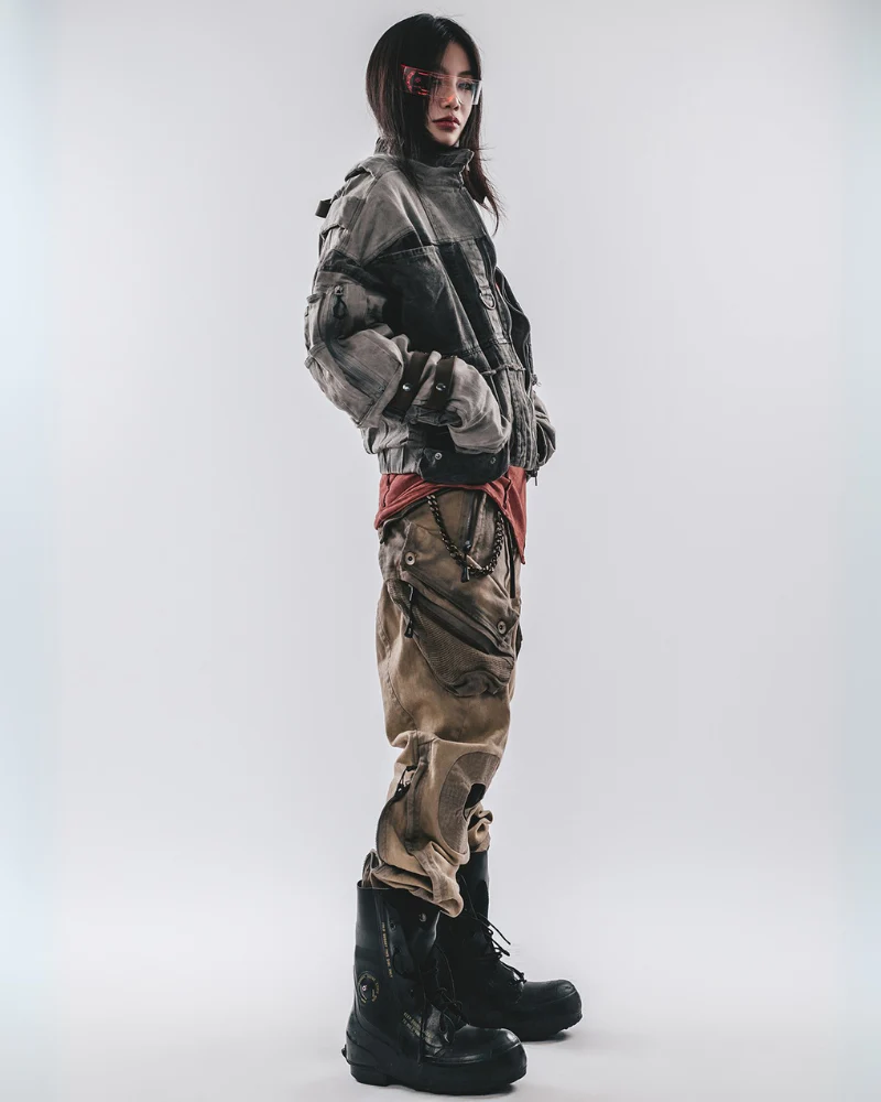 Wasteland Wear Mech Multi-Pocket Washed Distressed Casual Pants - Image 16