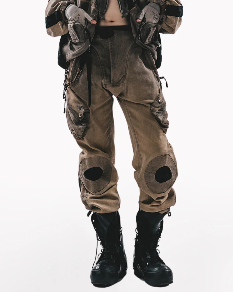 Wasteland Wear Mech Multi-Pocket Washed Distressed Casual Pants - Image 3