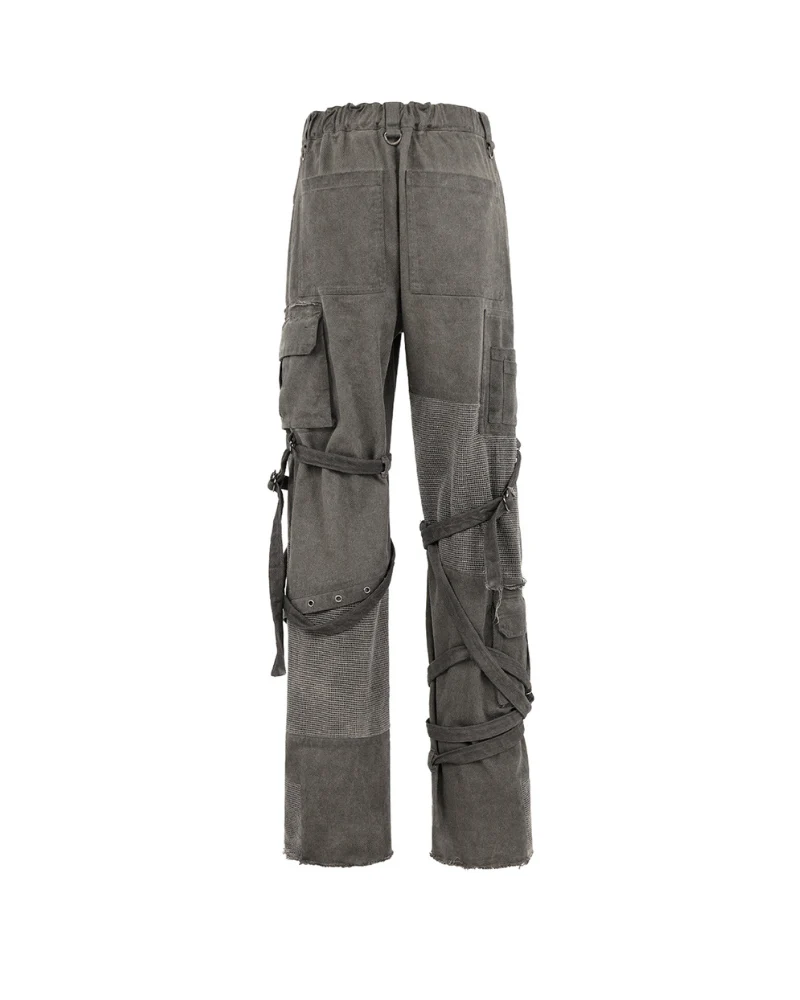 Wasteland Wear Straps Patchwork Cargo Y2K Pants - Image 8