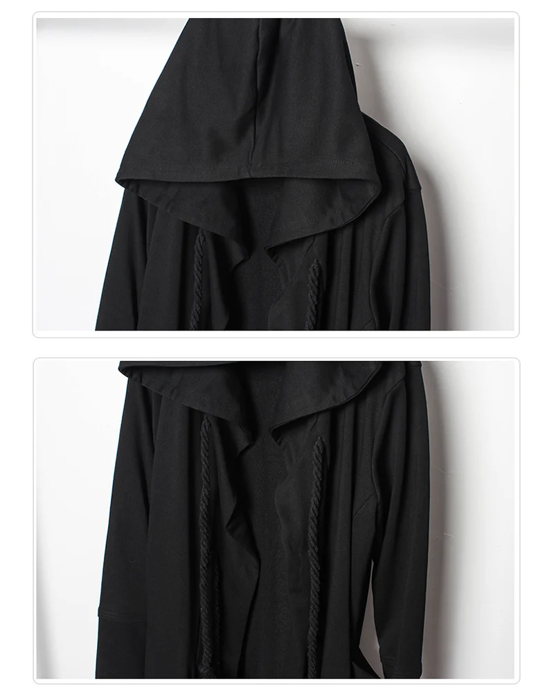 Wizard Gothic Drawstring Black Cape Coat - Image 11